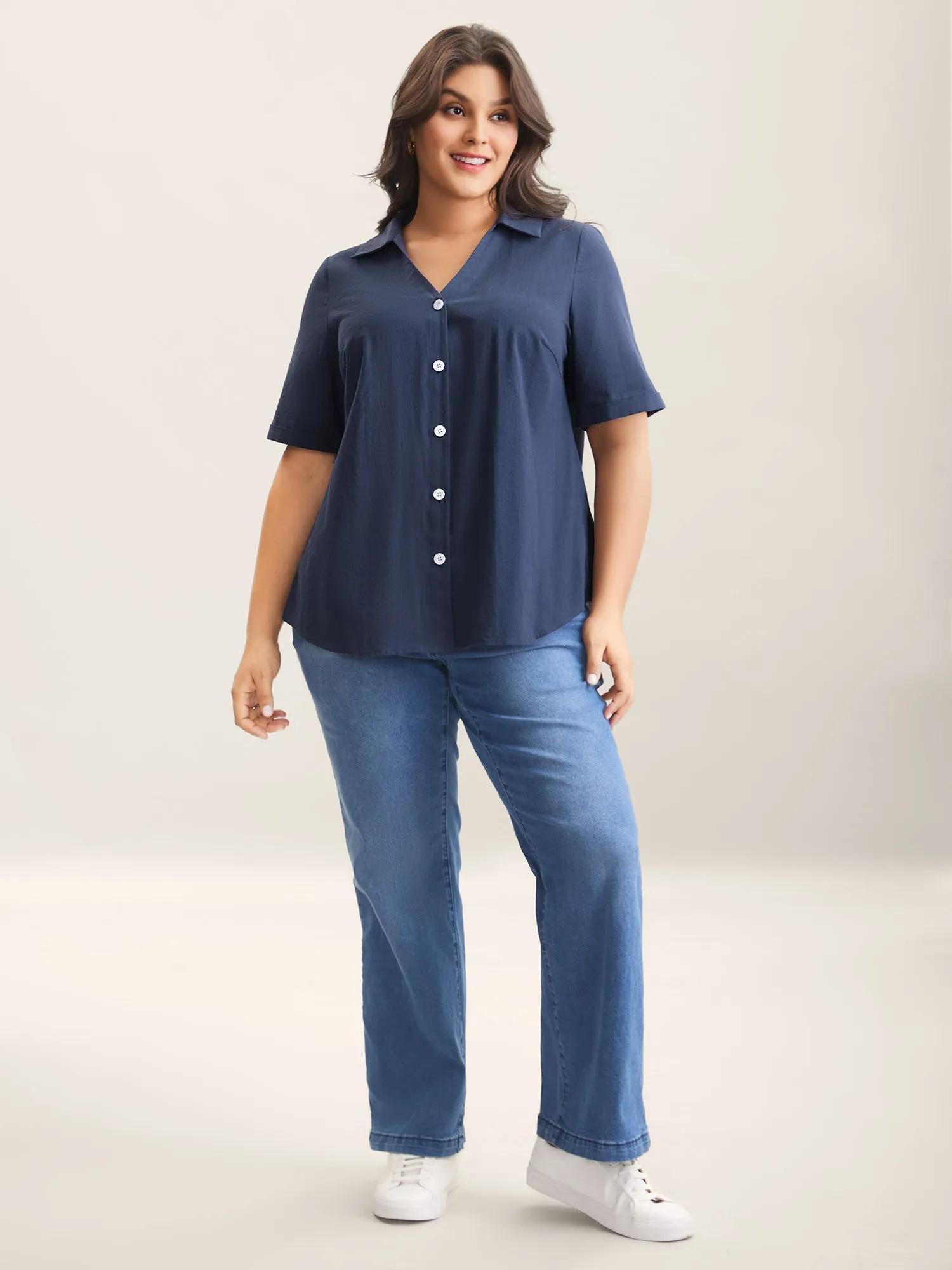 Cotton Collar Button Placket Blouse sold by Bloomchic product image thumbnail 3