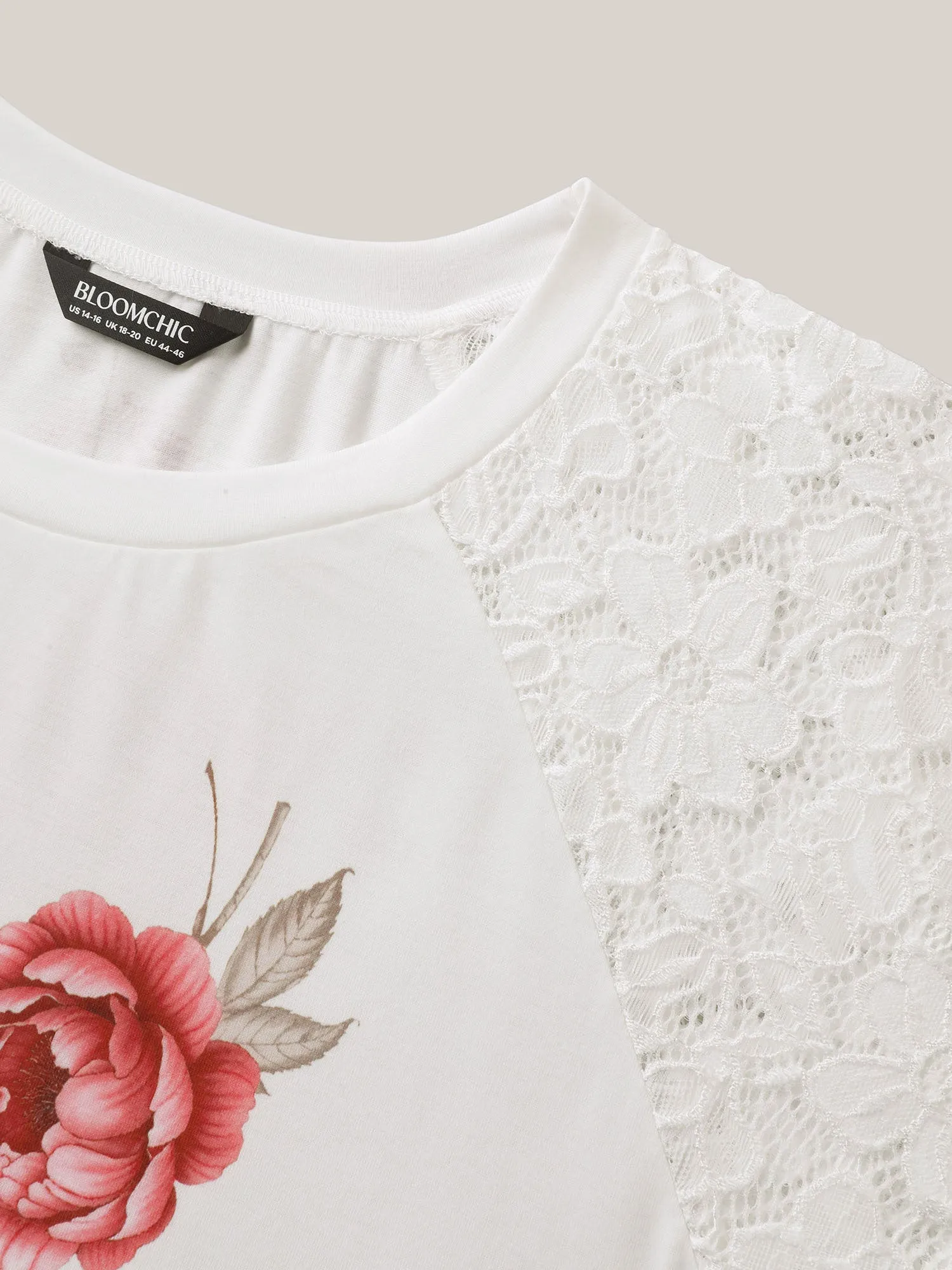 Lace Sleeve Layered Floral T-Shirt sold by Bloomchic product image thumbnail 5