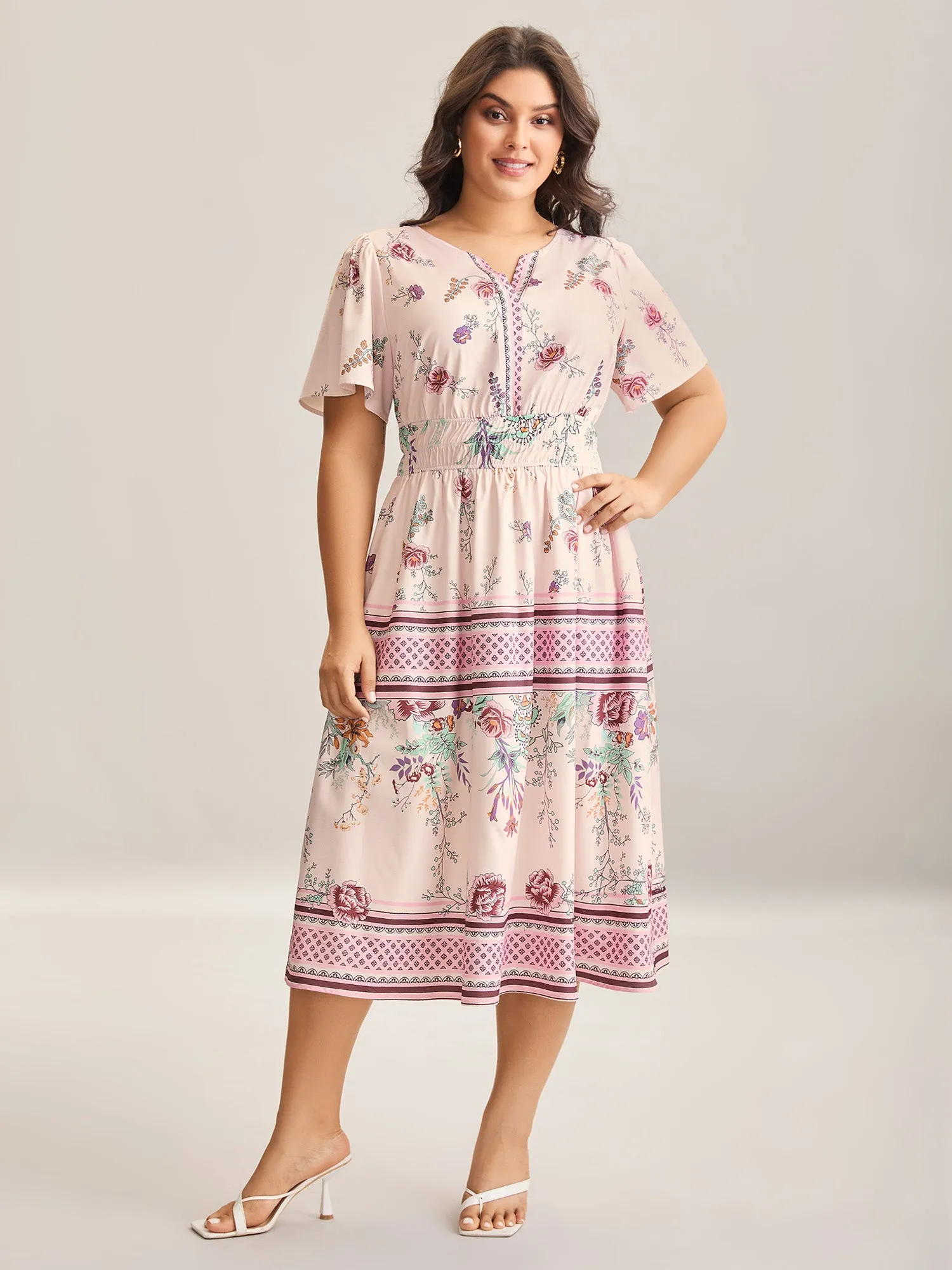 Floral Print Waist Defining Midi Dress sold by Bloomchic product image thumbnail 3