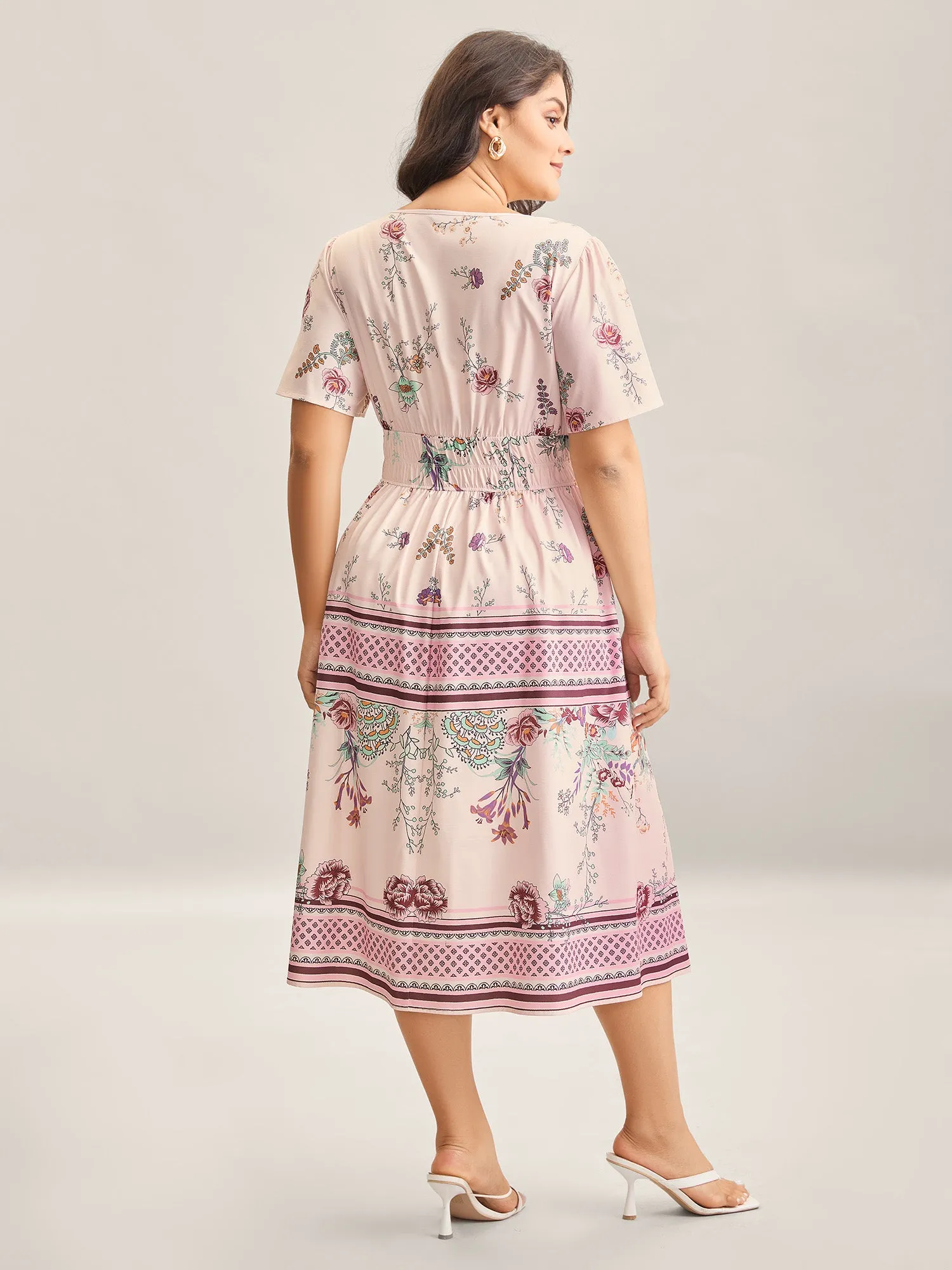 Floral Print Waist Defining Midi Dress sold by Bloomchic product image thumbnail 4