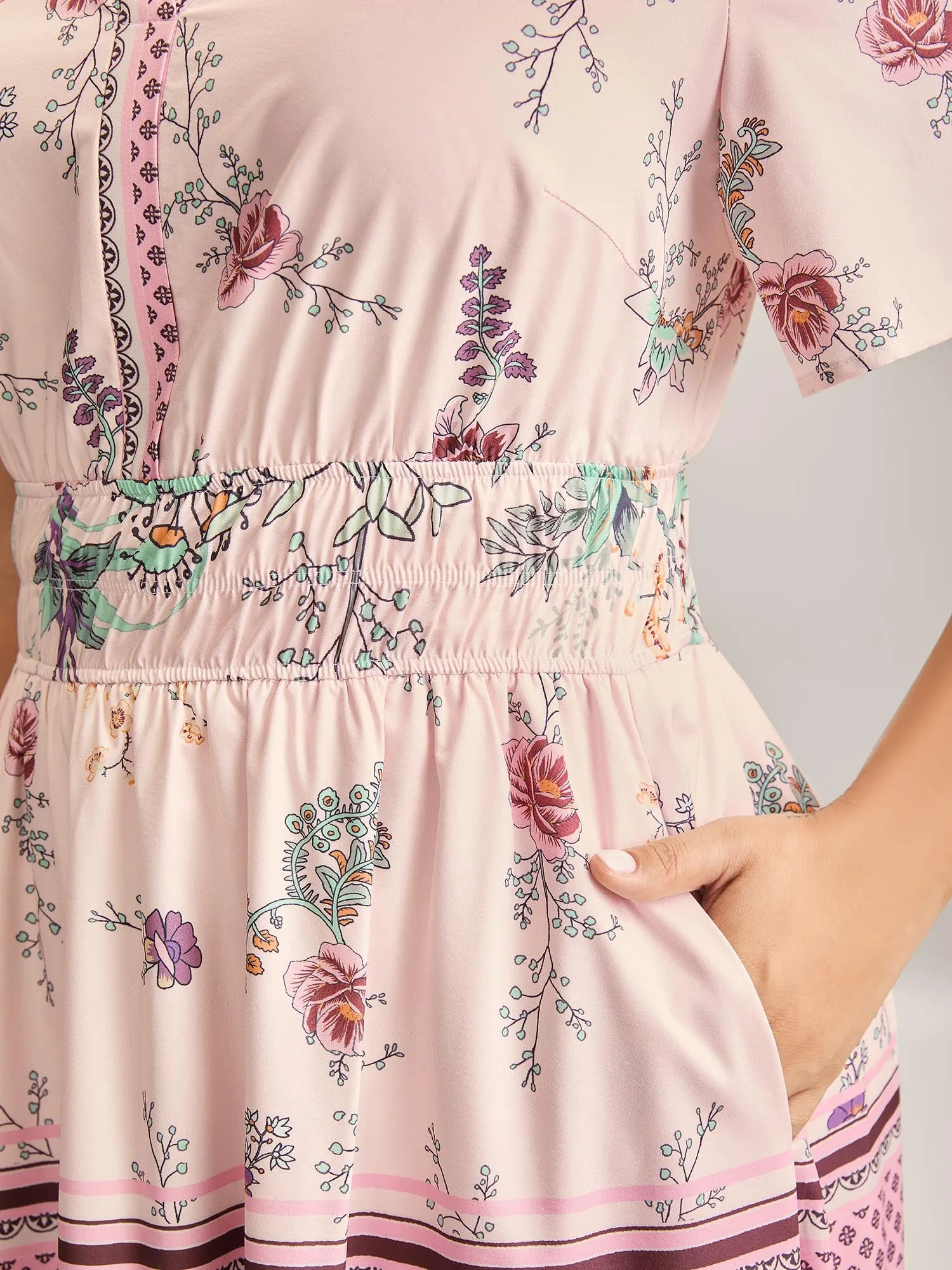 Floral Print Waist Defining Midi Dress sold by Bloomchic product image thumbnail 2