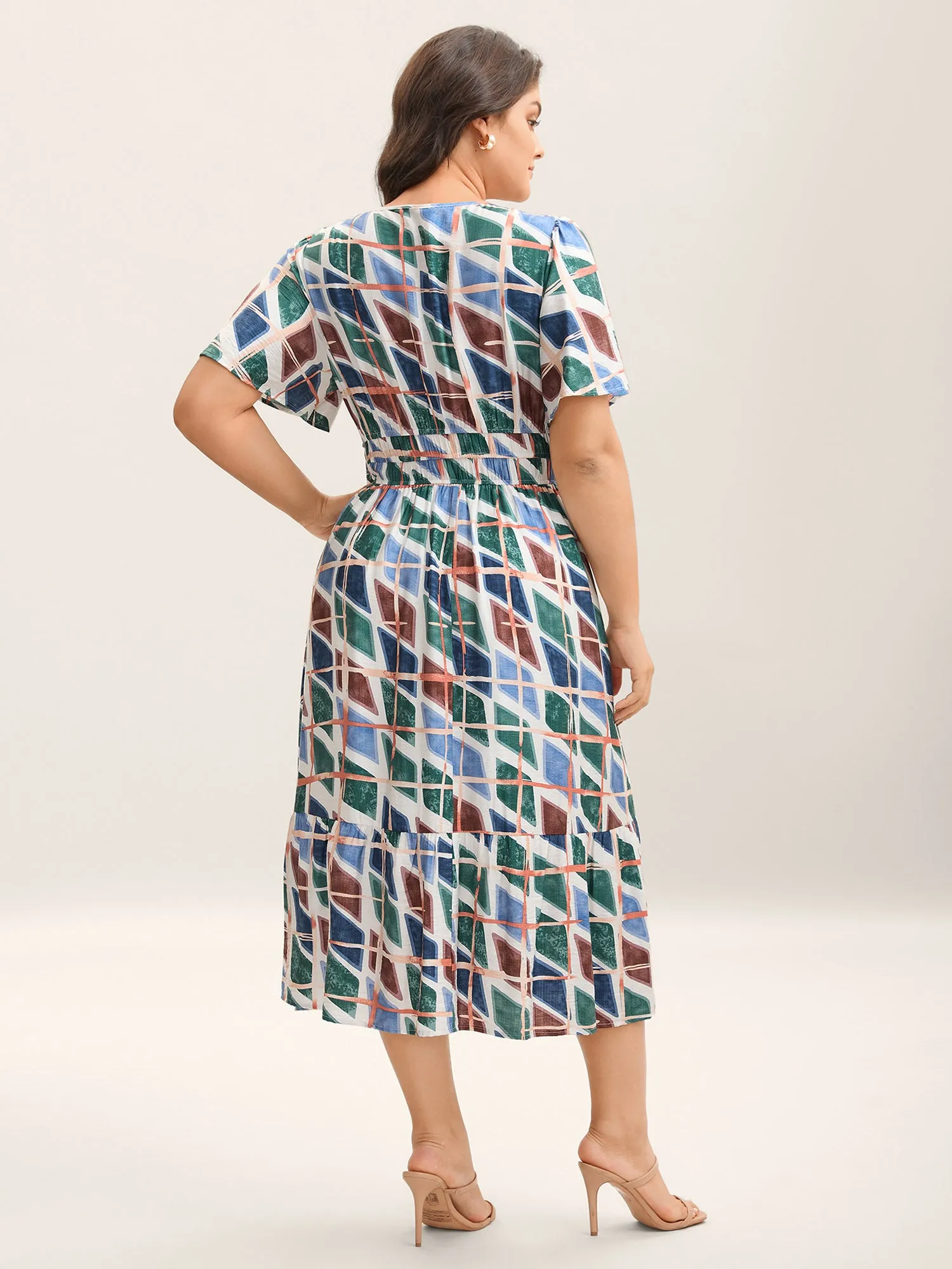 Abstract Print Stretchy Waist Midi Dress sold by Bloomchic product image thumbnail 4