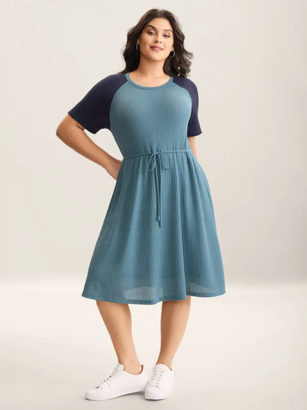 Textured Adjustable Waist Tie Knit Midi Dress sold by Bloomchic