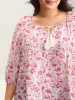 Silhouette Floral Print Neck Tassels Blouse sold by Bloomchic