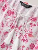 Silhouette Floral Print Neck Tassels Blouse sold by Bloomchic