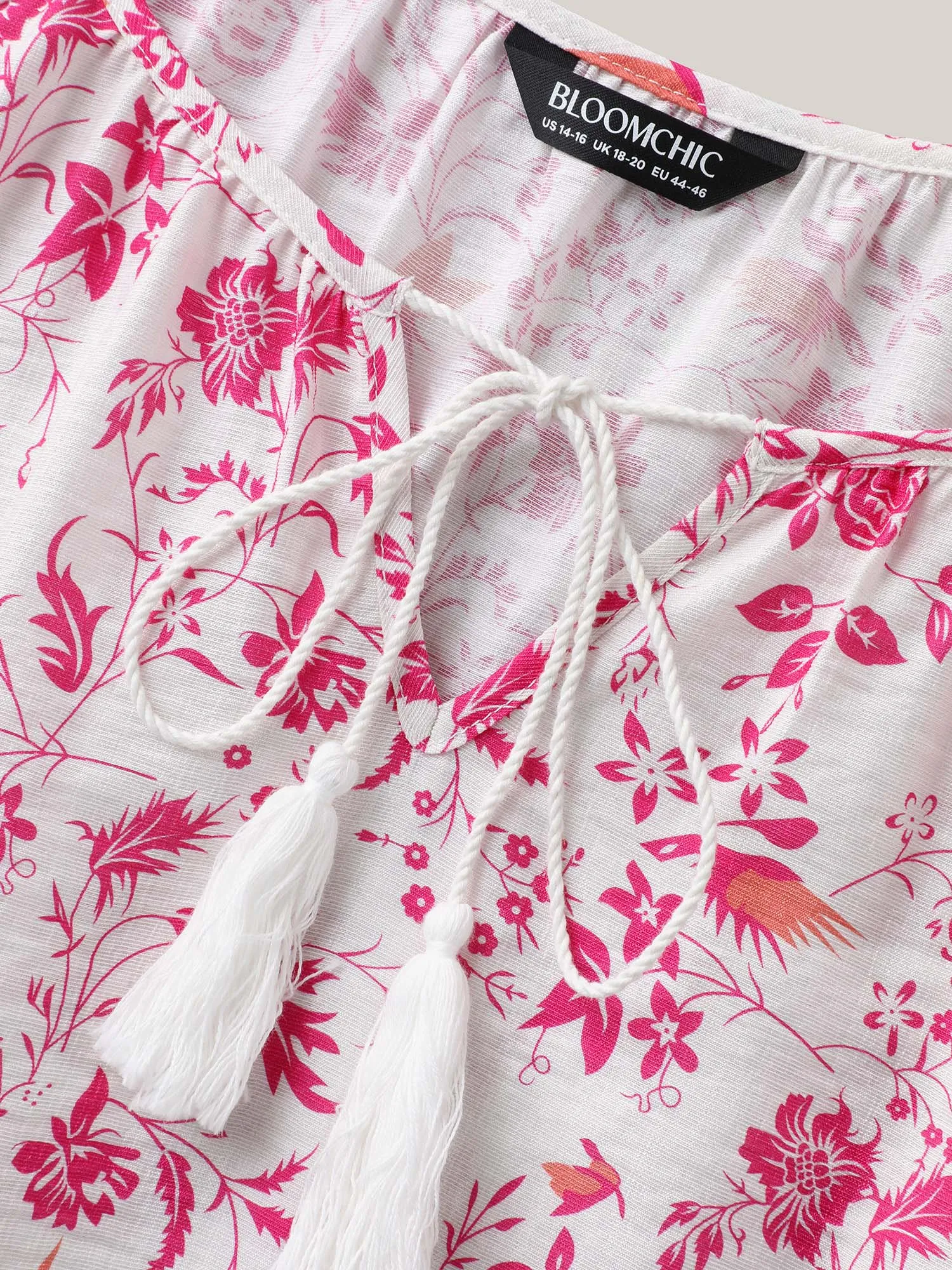 Silhouette Floral Print Neck Tassels Blouse sold by Bloomchic product image thumbnail 5