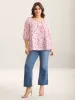 Silhouette Floral Print Neck Tassels Blouse sold by Bloomchic