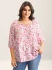 Silhouette Floral Print Neck Tassels Blouse sold by Bloomchic