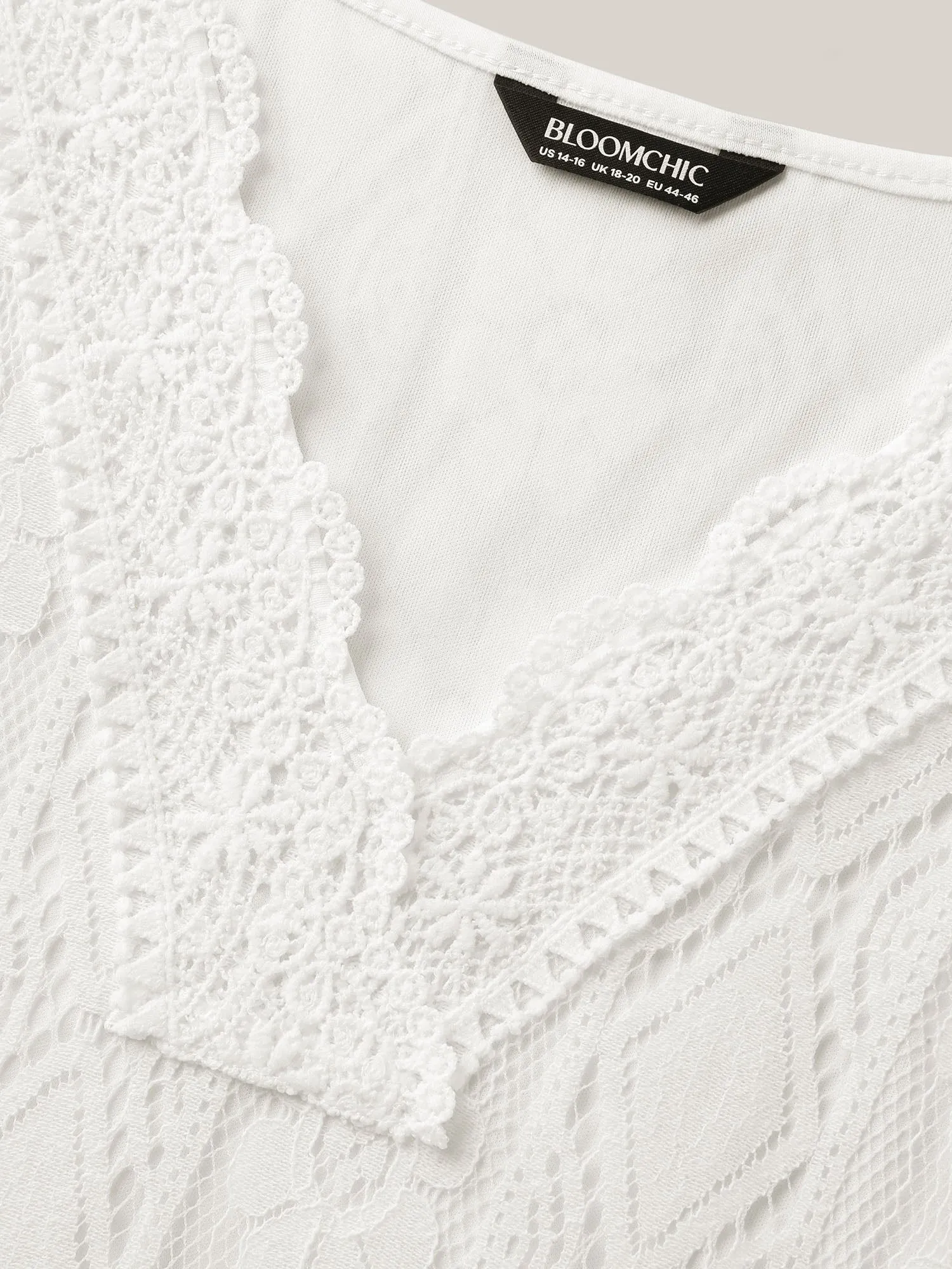 V Neck Lace Mesh Plain T-Shirt sold by Bloomchic product image thumbnail 5