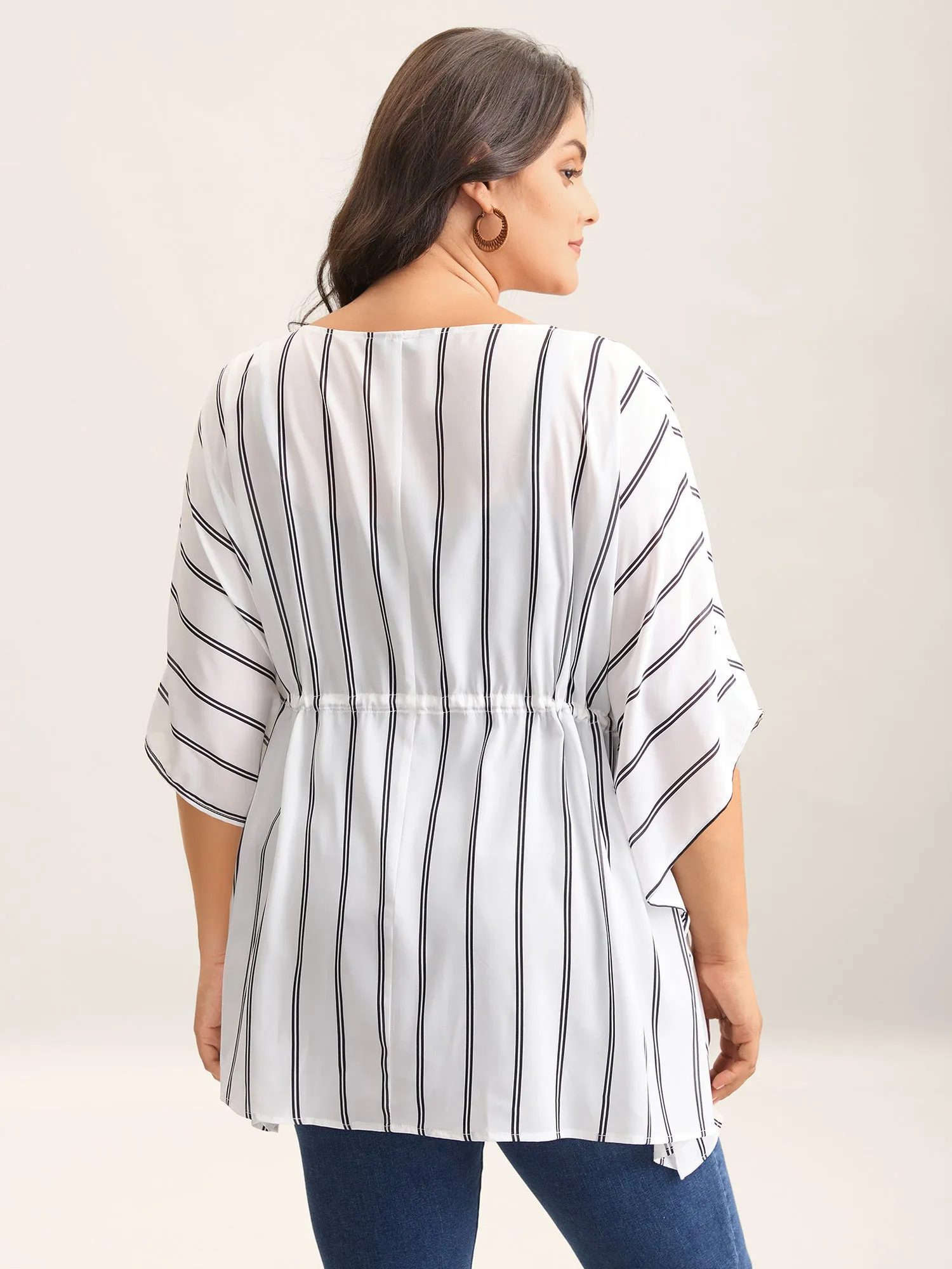 Striped Waist Tie Kimono Cardigan sold by Bloomchic product image thumbnail 4