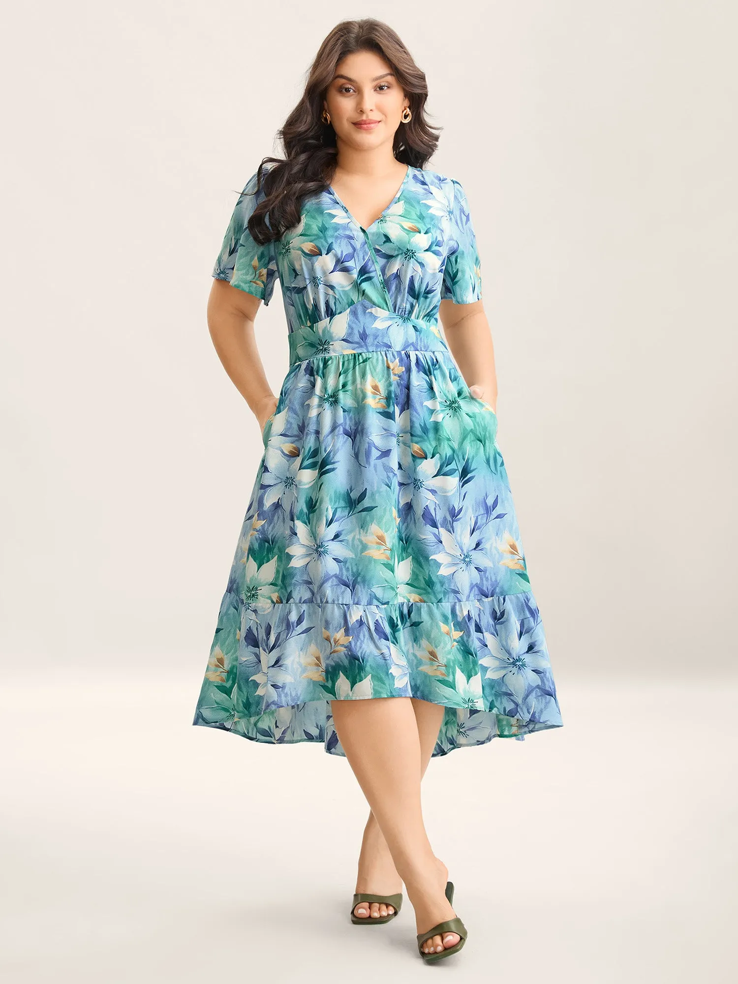 Floral Print High Low Hem Midi Dress sold by Bloomchic product image thumbnail 3