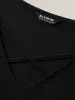 Sheer Flared Sleeve Spliced Plain Top sold by Bloomchic