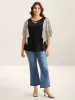 Sheer Flared Sleeve Spliced Plain Top sold by Bloomchic