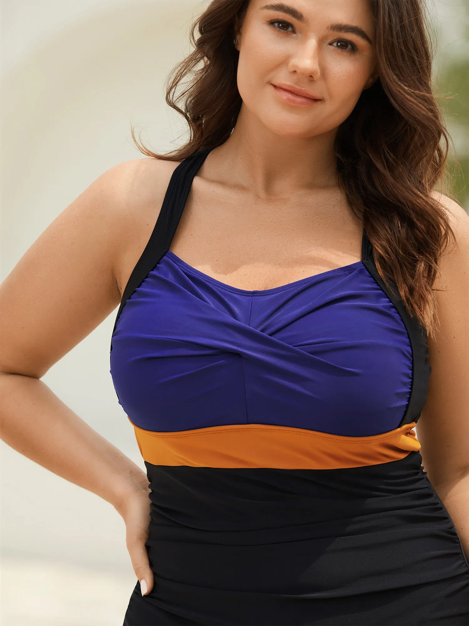 Twisted Front Color Contrast One-Piece Swimsuit sold by Bloomchic product image thumbnail 2