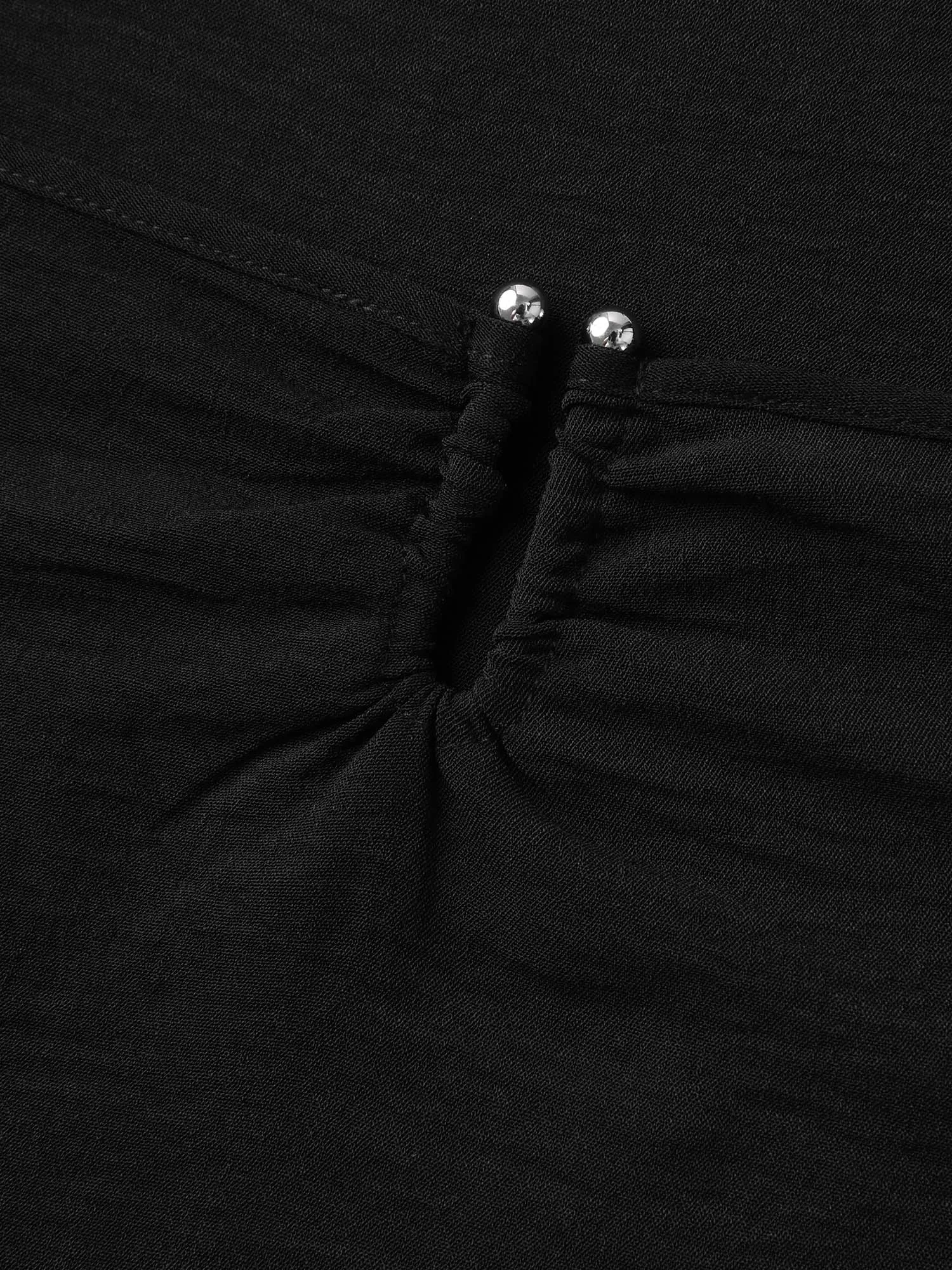 Spliced Gathered Neckline Pockets Midi Dress sold by Bloomchic product image thumbnail 5