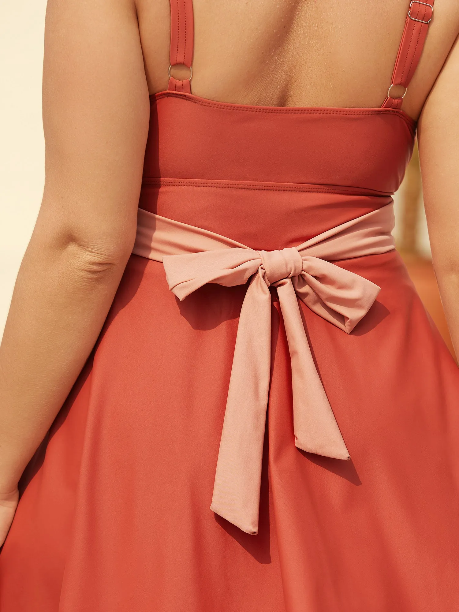 Sewn-in-Belt Bow Pockets Swim Dress sold by Bloomchic product image thumbnail 4