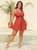 Sewn-in-Belt Bow Pockets Swim Dress sold by Bloomchic