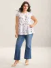 Floral Print Flutter Sleeve Layered T-Shirt sold by Bloomchic