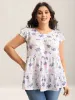 Floral Print Flutter Sleeve Layered T-Shirt sold by Bloomchic