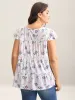 Floral Print Flutter Sleeve Layered T-Shirt sold by Bloomchic