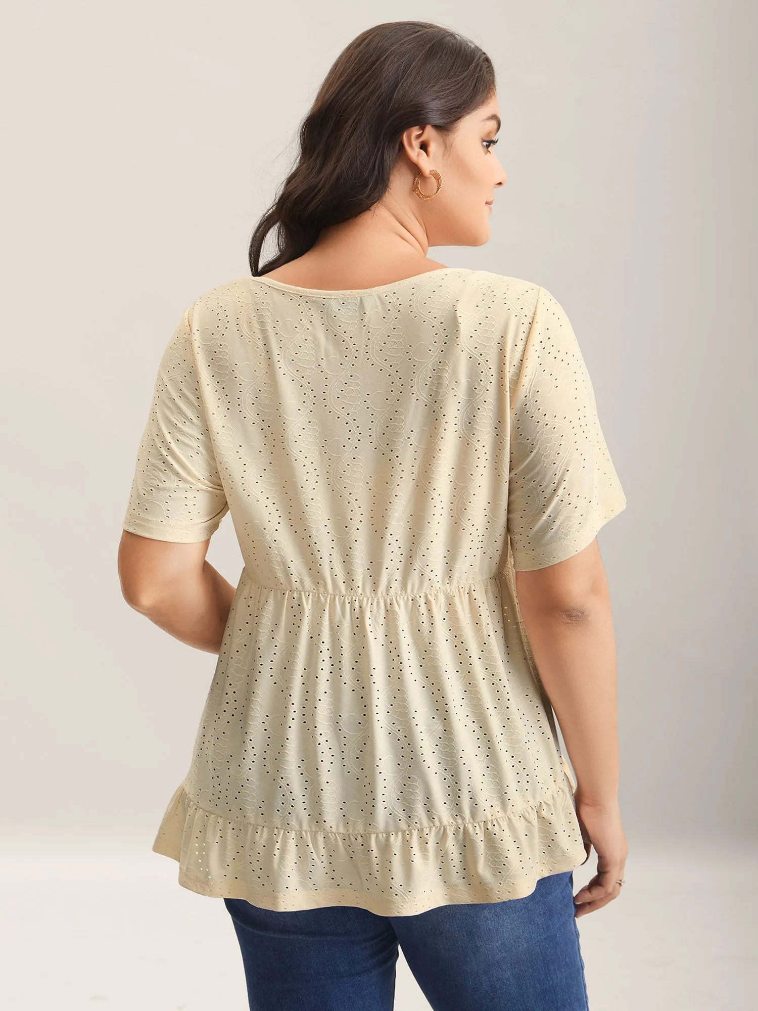 Textured Sheer Button Detail Plain Top sold by Bloomchic product image thumbnail 4