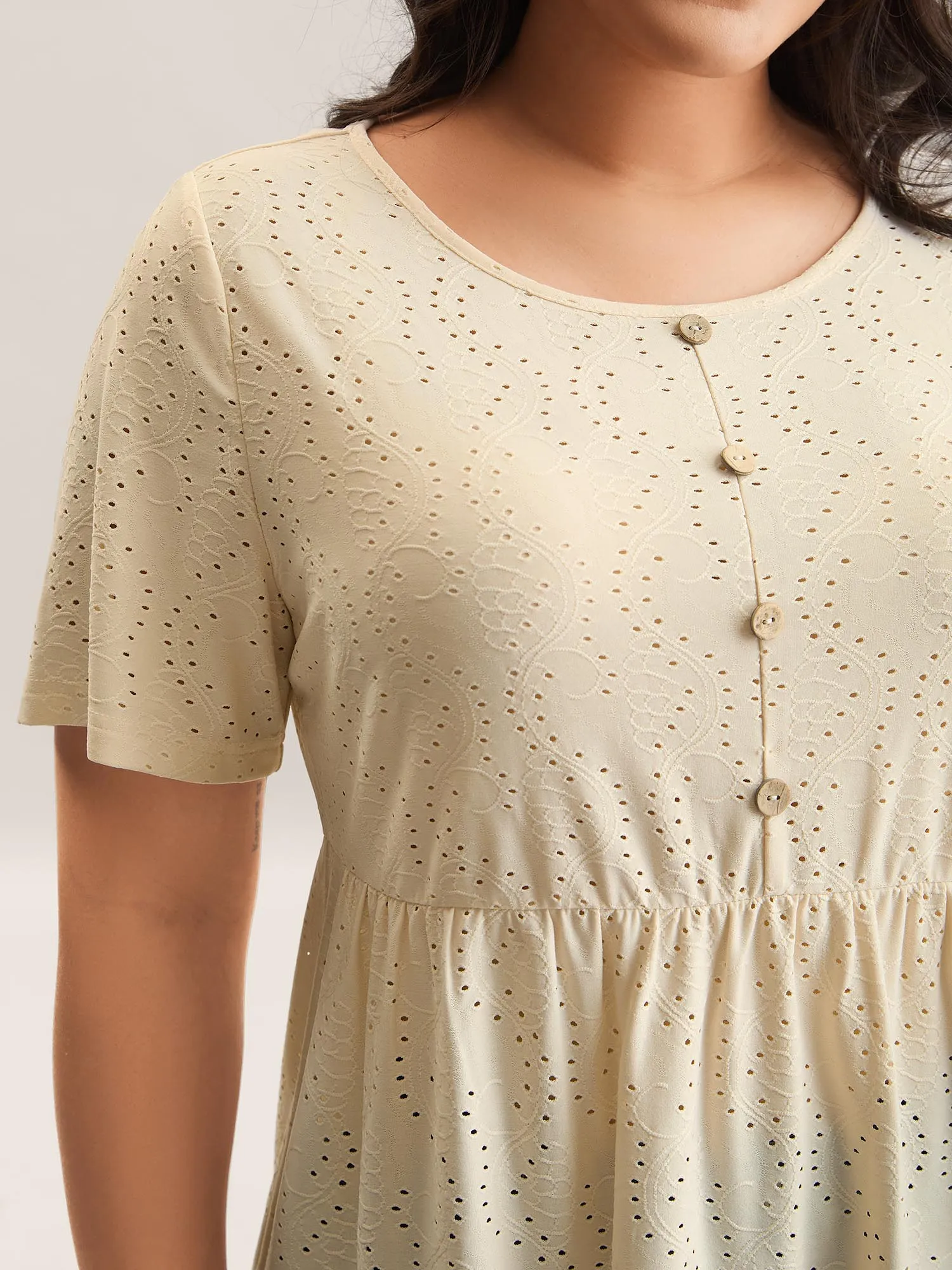 Textured Sheer Button Detail Plain Top sold by Bloomchic product image thumbnail 2