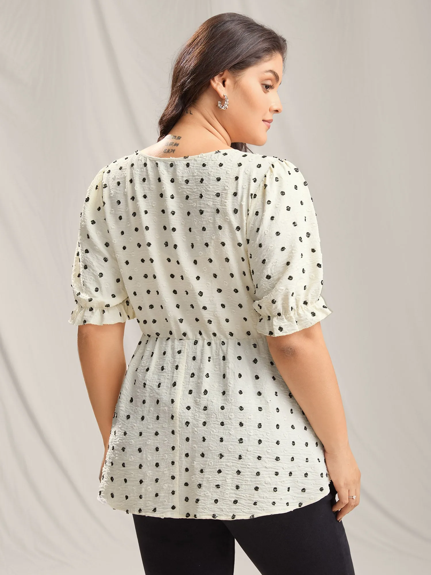 Polka Dots Print Neck Tie Blouse sold by Bloomchic product image thumbnail 4