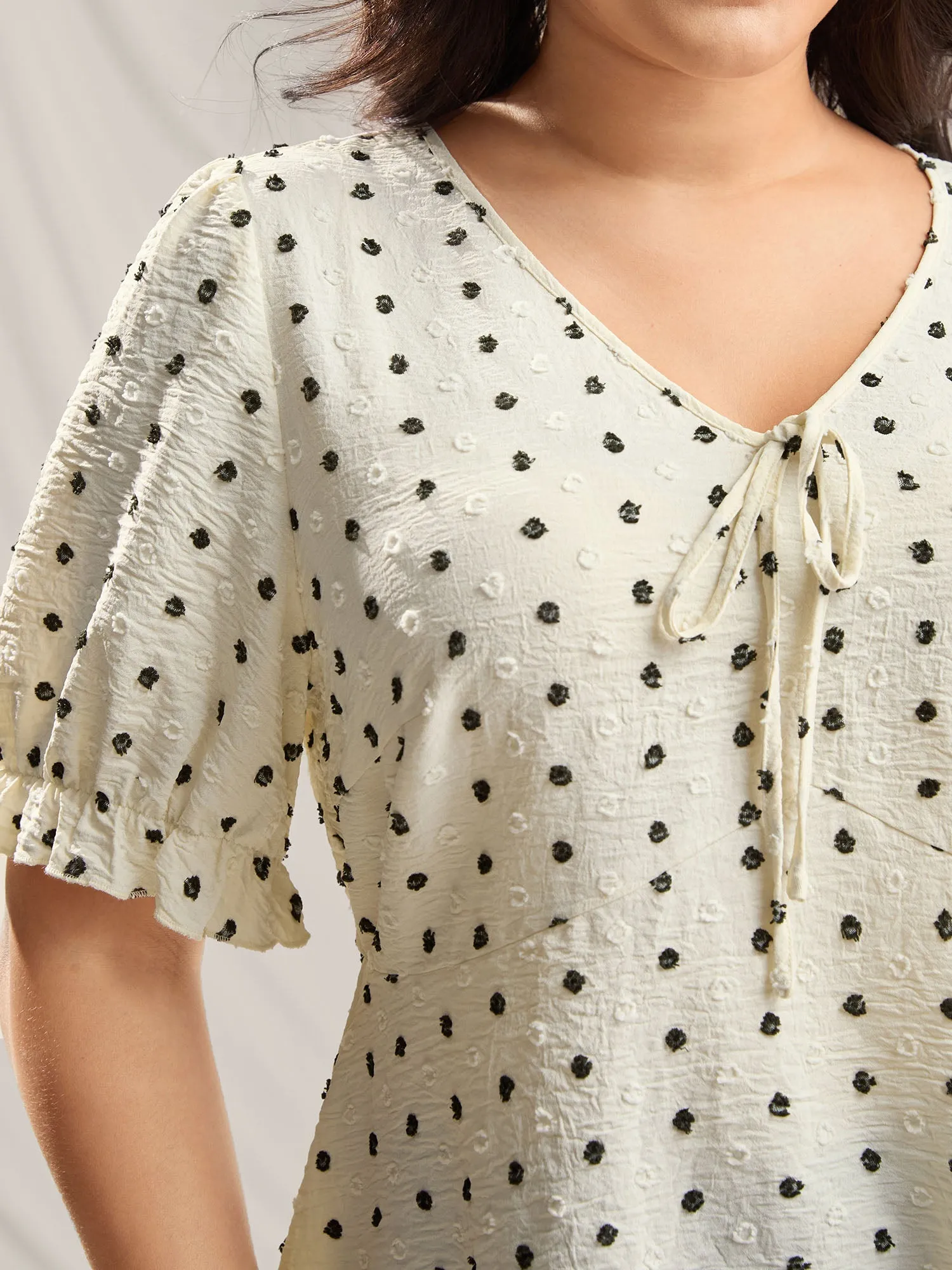 Polka Dots Print Neck Tie Blouse sold by Bloomchic product image thumbnail 2