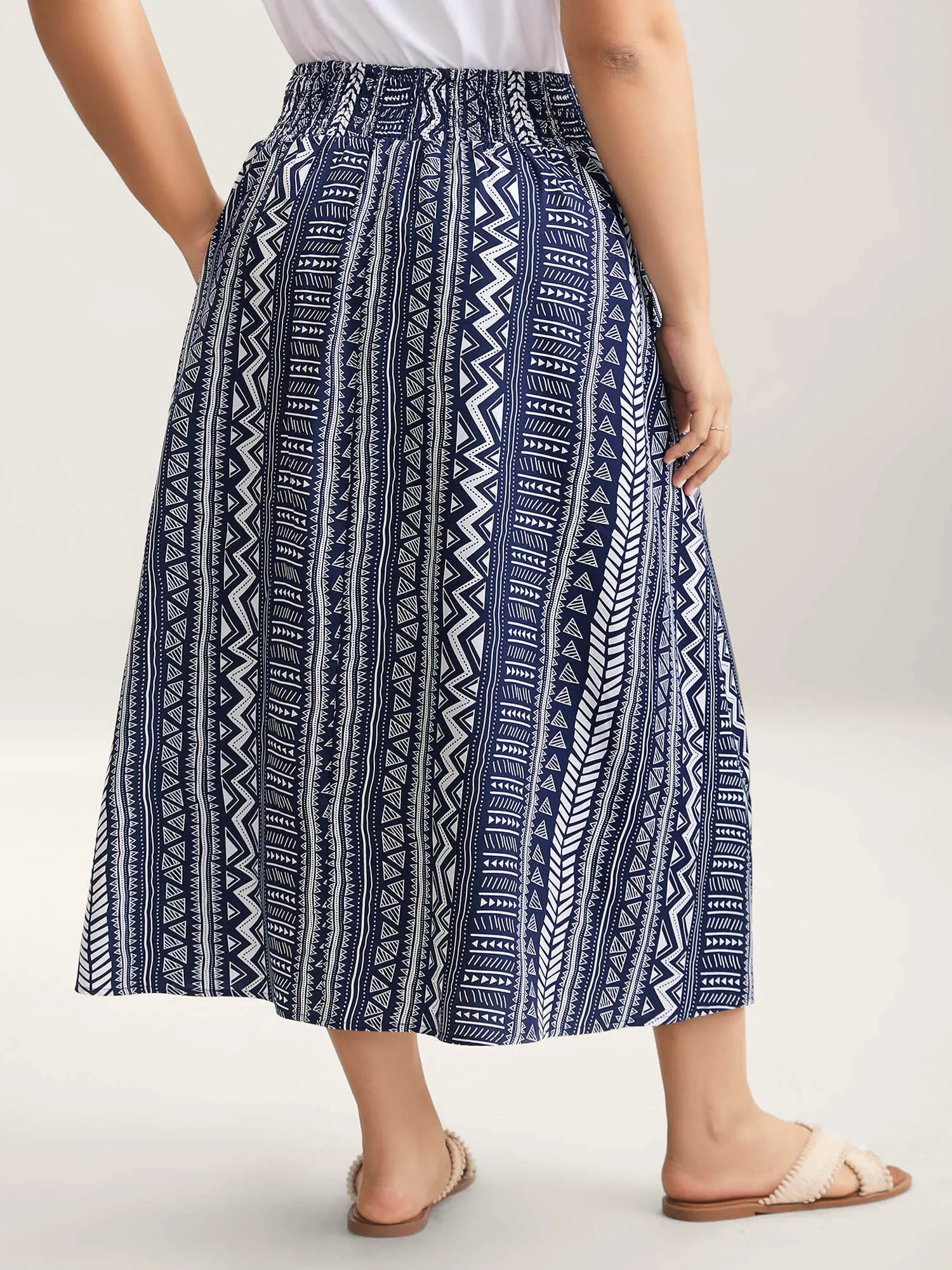 Boho Stripes Shirred Waist Maxi Skirt sold by Bloomchic product image thumbnail 4