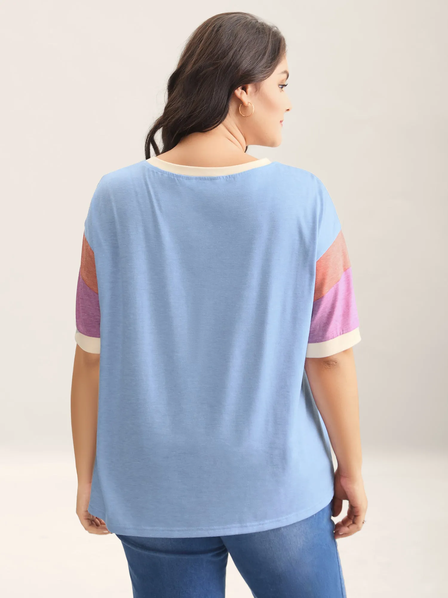 Supersoft Stretchy Color Contrast T-Shirt sold by Bloomchic product image thumbnail 4