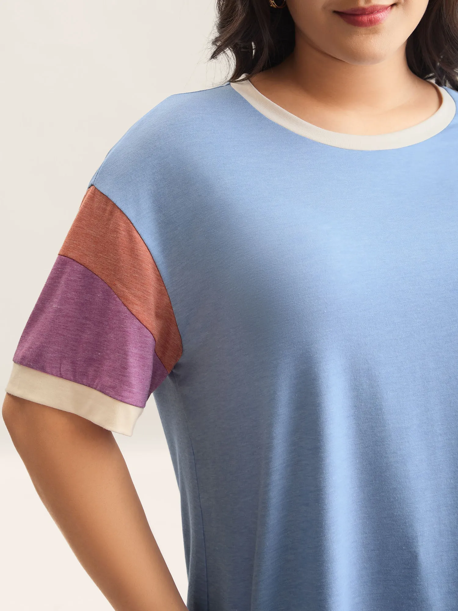 Supersoft Stretchy Color Contrast T-Shirt sold by Bloomchic product image thumbnail 2