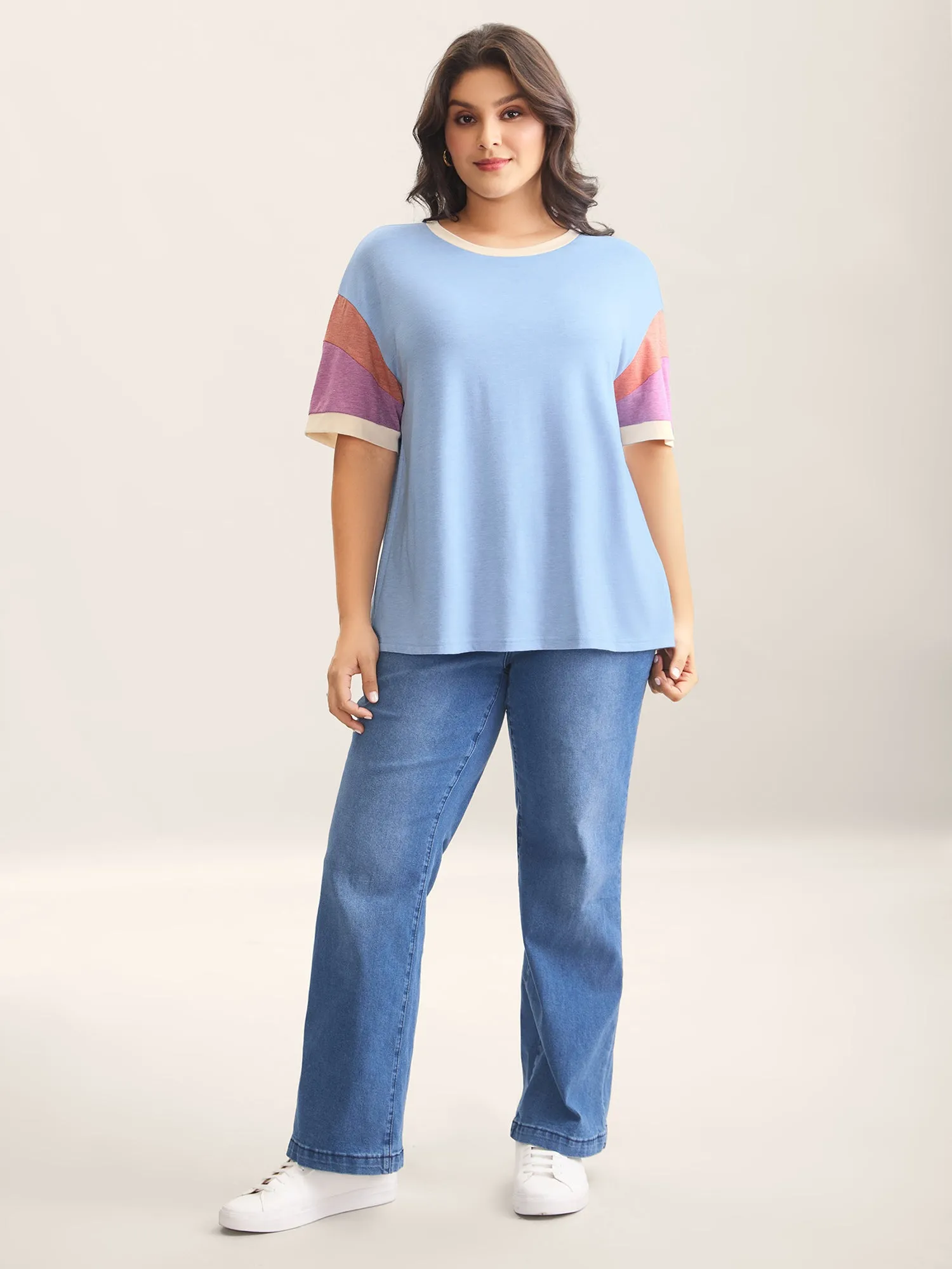 Supersoft Stretchy Color Contrast T-Shirt sold by Bloomchic product image thumbnail 3