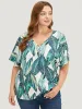 Tropical Print Batwing Sleeve Blouse sold by Bloomchic