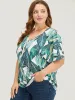 Tropical Print Batwing Sleeve Blouse sold by Bloomchic