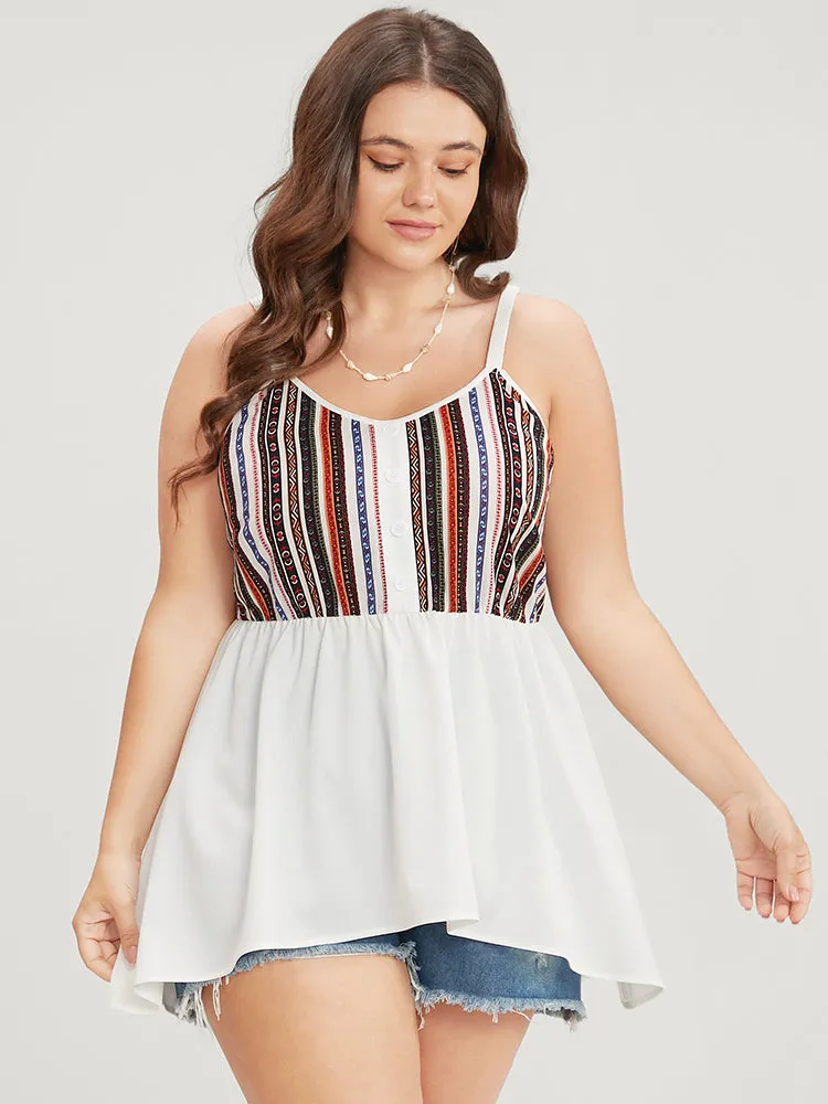 Striped Contrast Button Detail Ruffle Hem Cami Top sold by Bloomchic product image thumbnail 2
