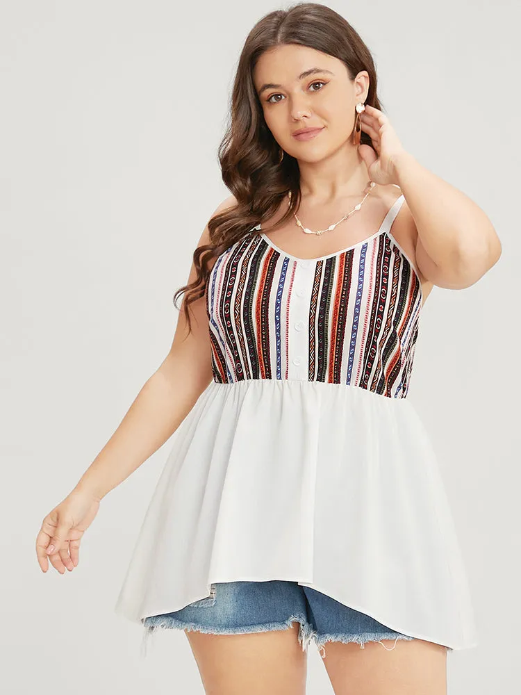 Striped Contrast Button Detail Ruffle Hem Cami Top sold by Bloomchic product image thumbnail 4