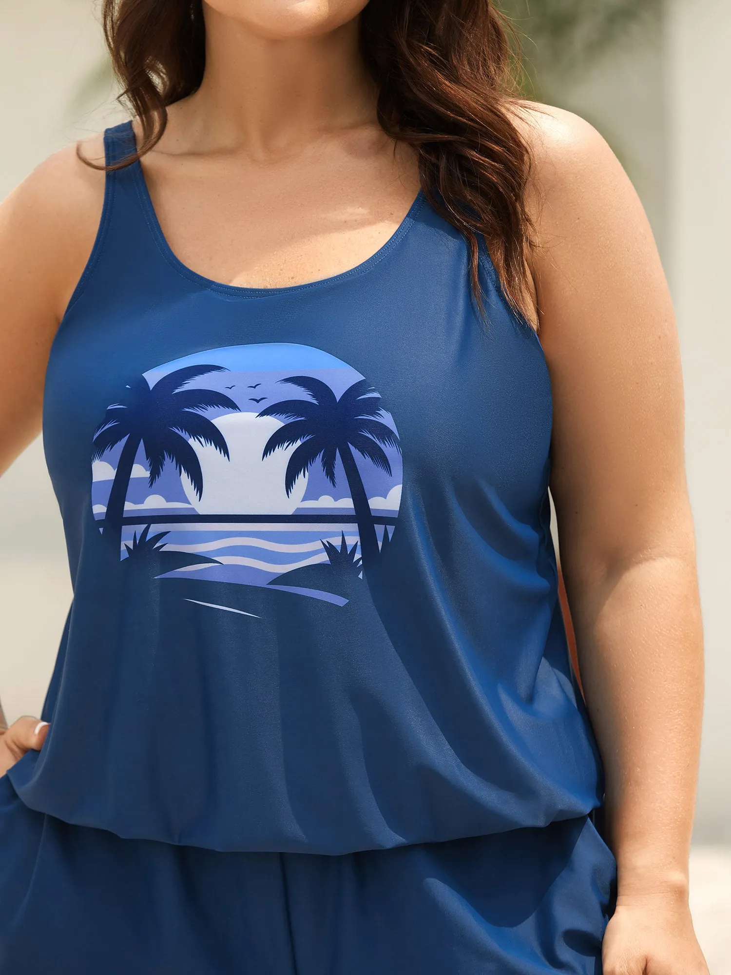 Island Pattern Pockets One-Piece Swimsuit sold by Bloomchic product image thumbnail 4