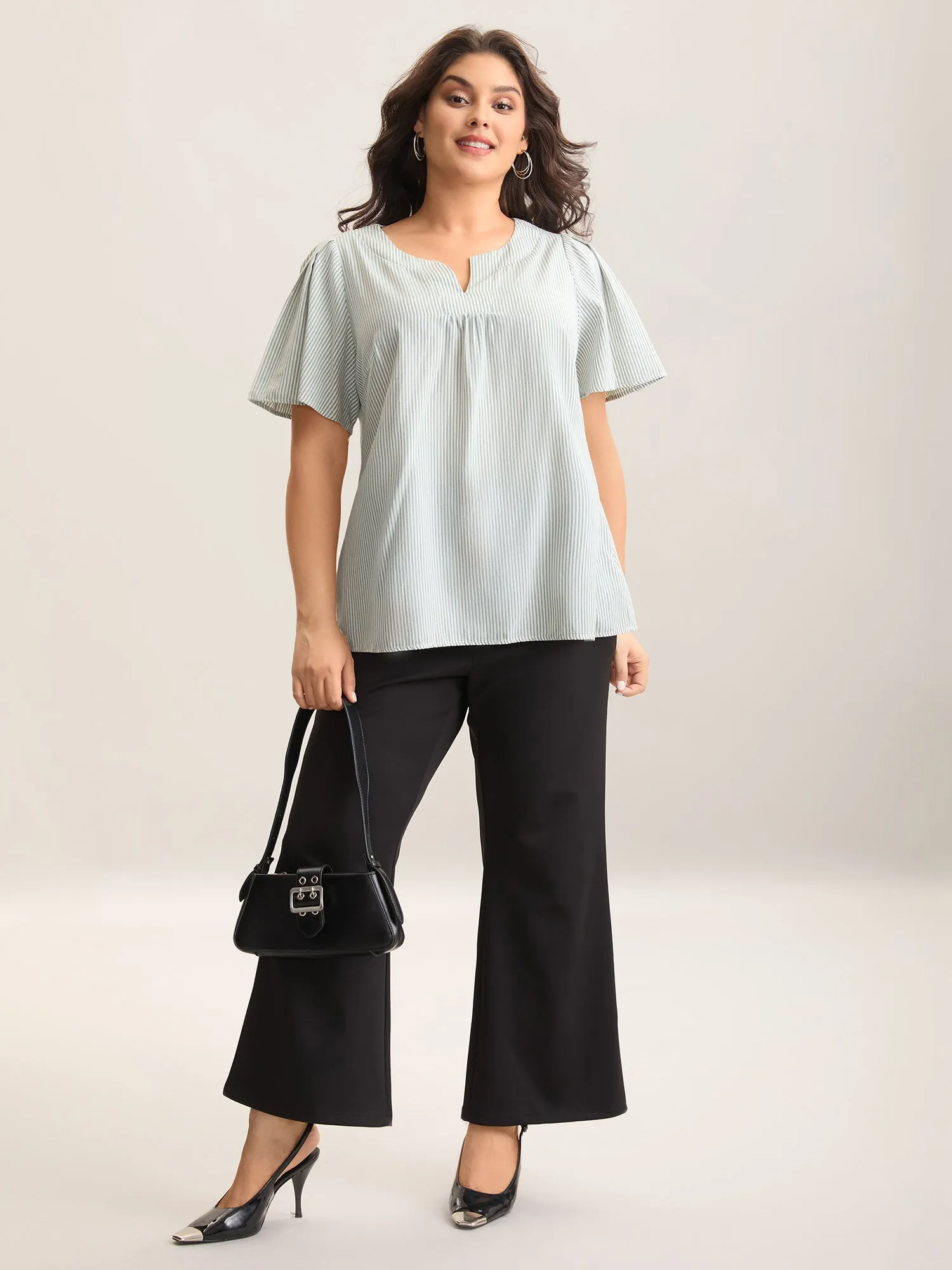 Striped Print Notched Collar Blouse sold by Bloomchic product image thumbnail 3