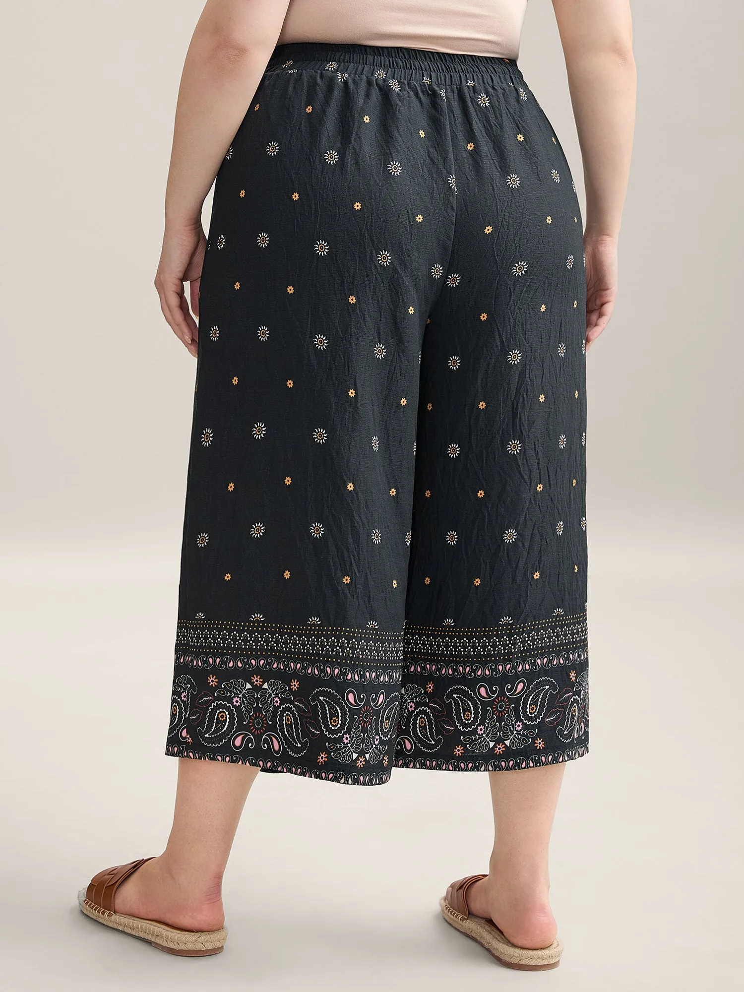 Paisley Print Wide-Leg Airy Pants sold by Bloomchic product image thumbnail 4