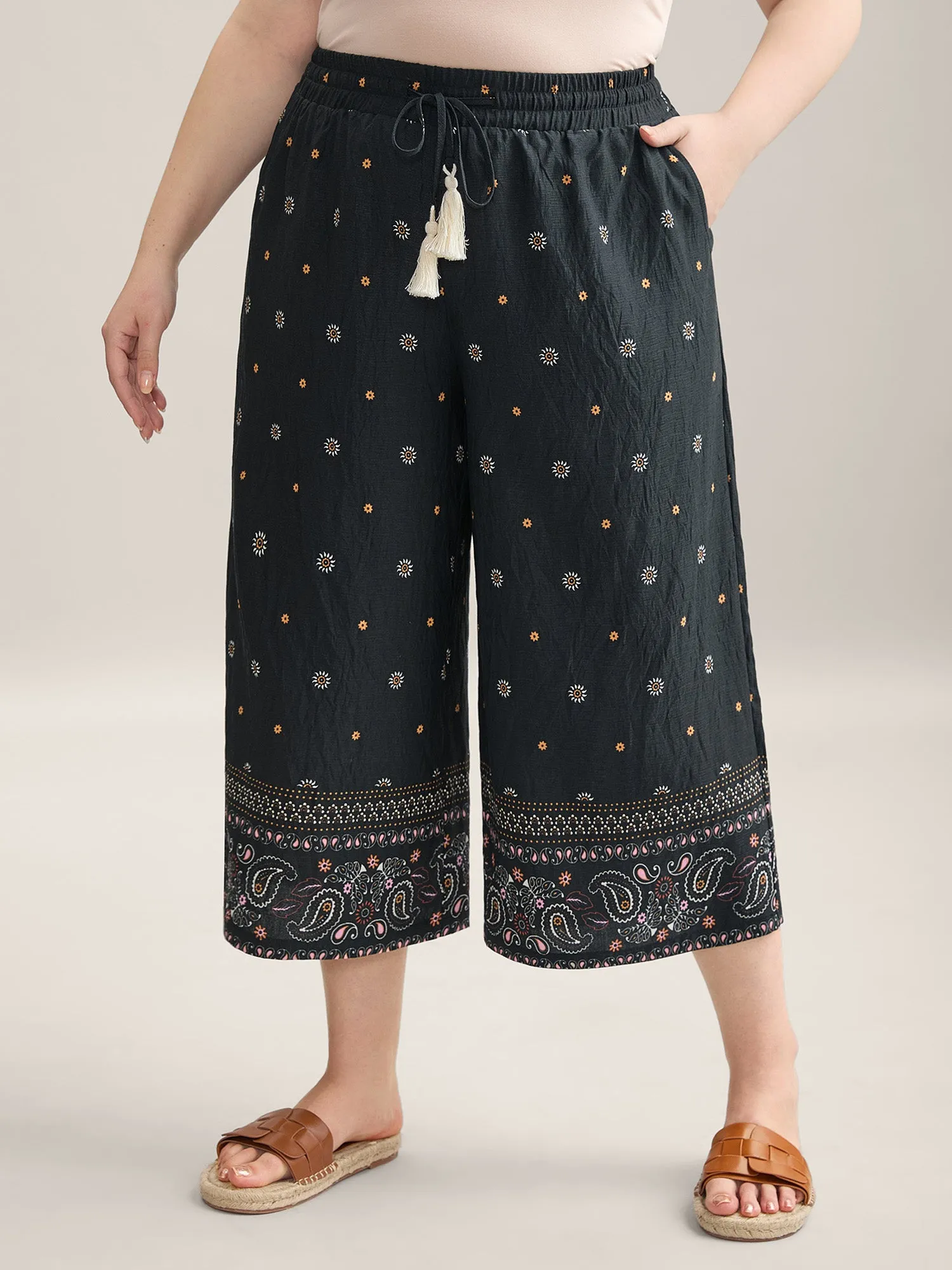 Paisley Print Wide-Leg Airy Pants sold by Bloomchic