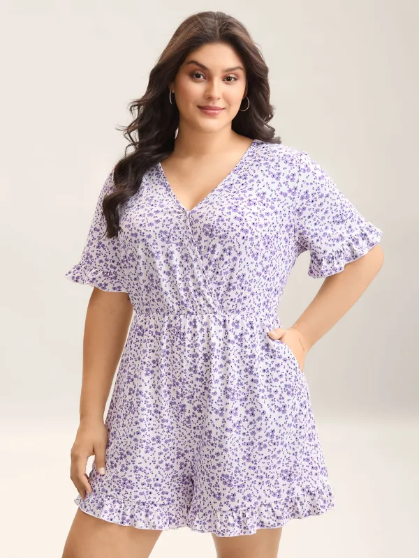 Supersoft Ditsy Floral Print Pockets Romper sold by Bloomchic