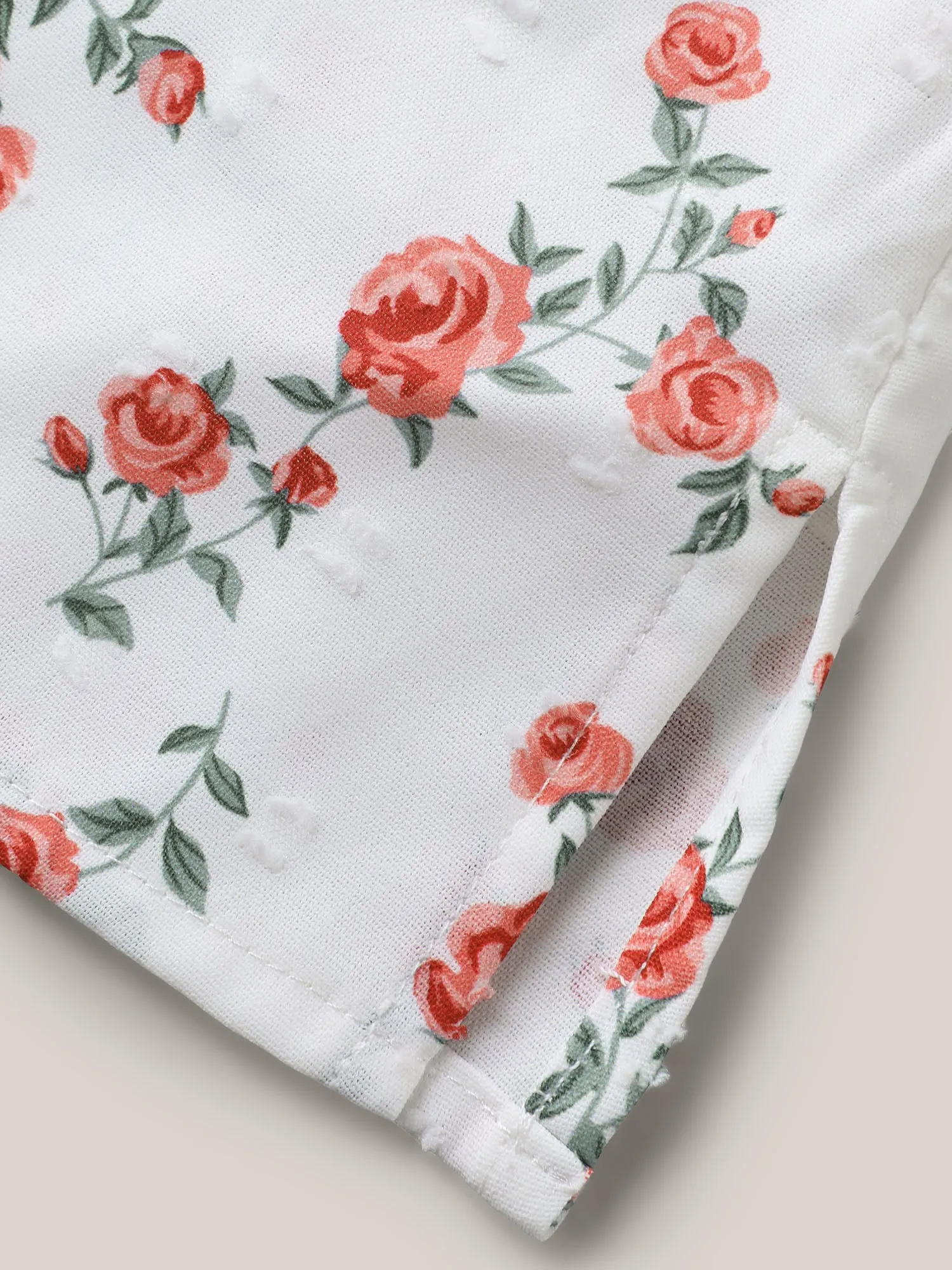 Rosy Print Notched Collar Flowy Blouse sold by Bloomchic product image thumbnail 5