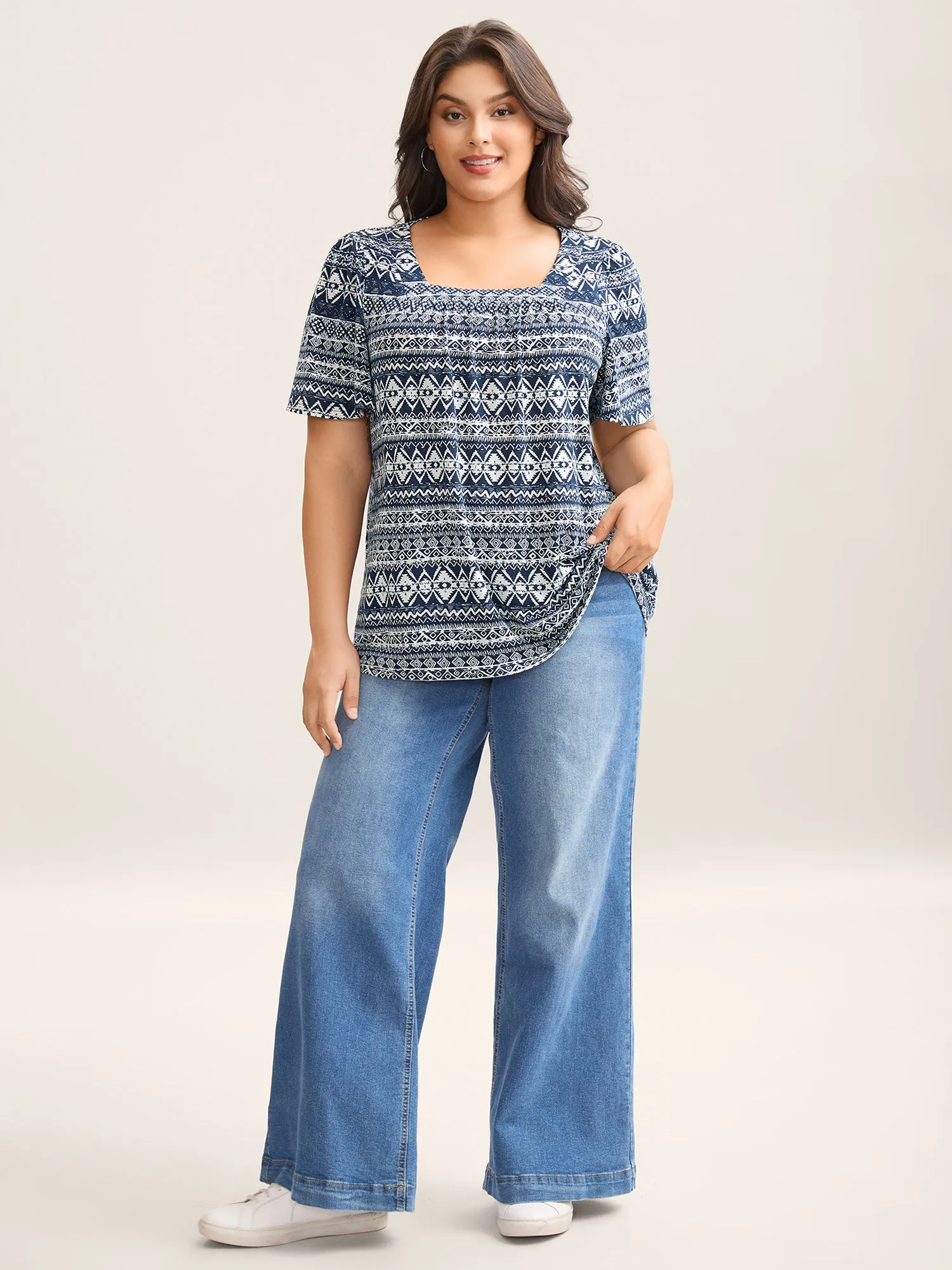 Boho Print Square Neck T-Shirt sold by Bloomchic product image thumbnail 3