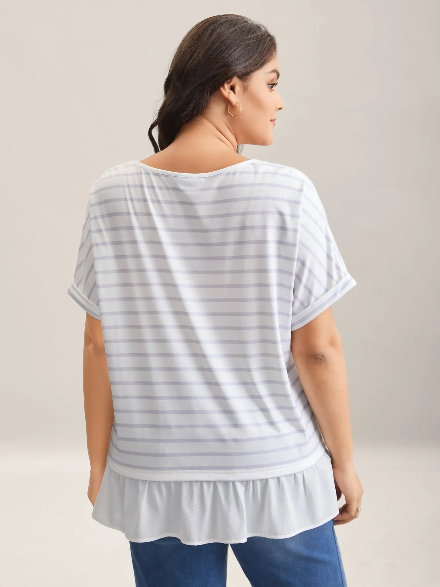 Stretchy Striped Print Round Neck Top sold by Bloomchic product image thumbnail 2