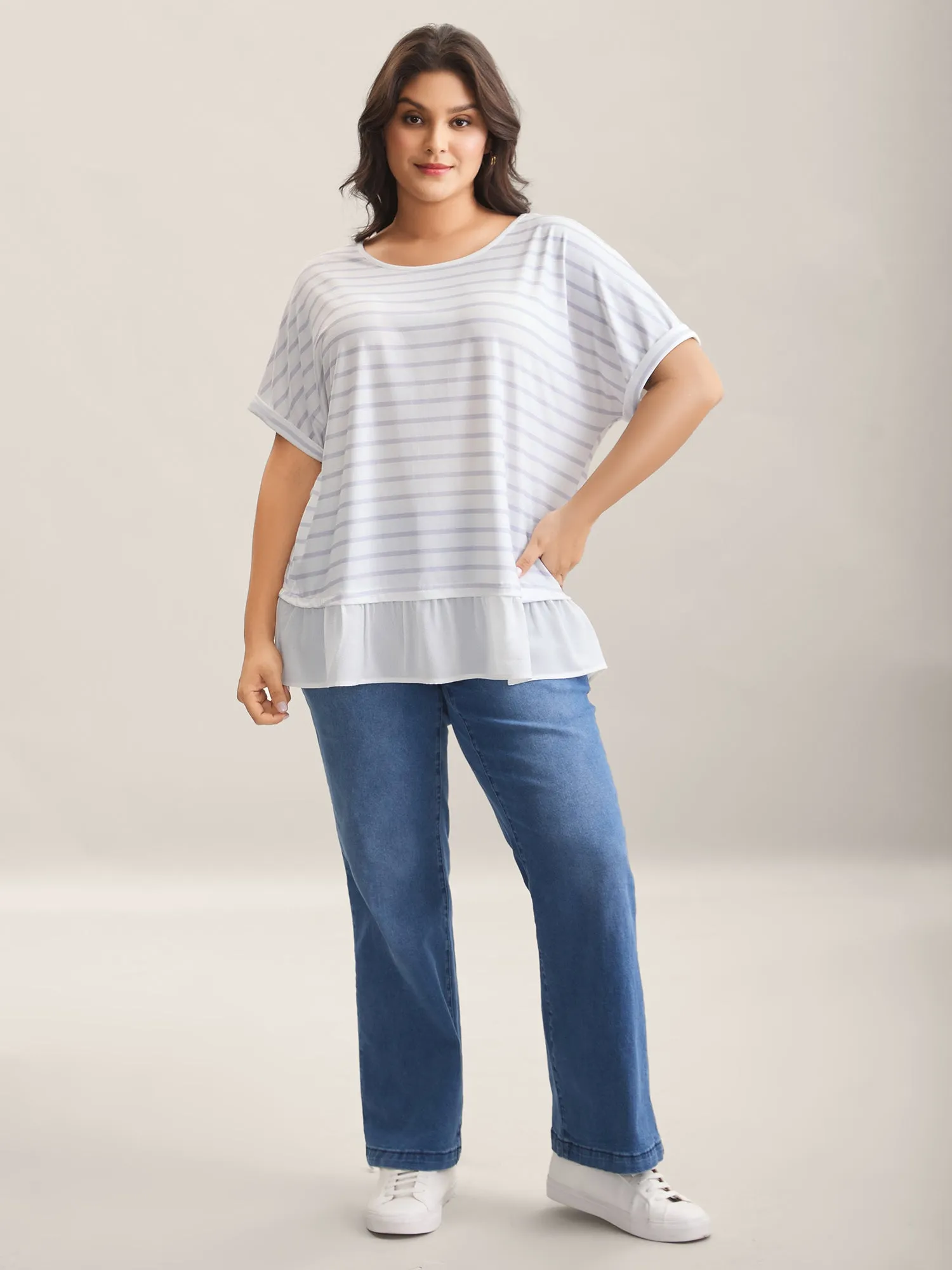 Stretchy Striped Print Round Neck Top sold by Bloomchic product image thumbnail 3