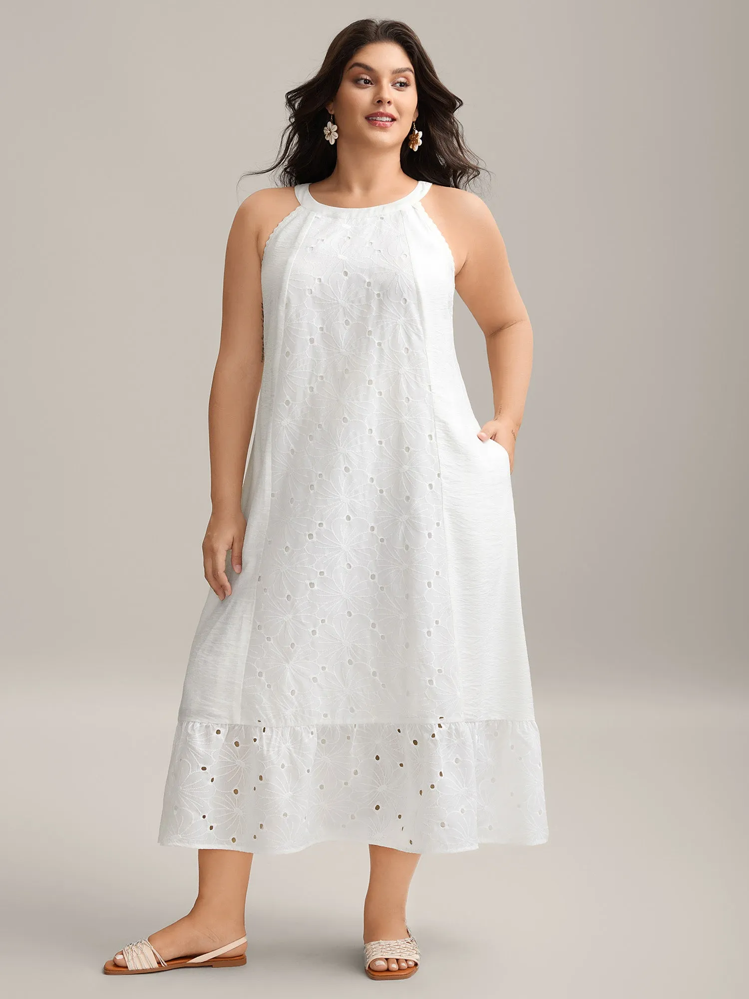 Cotton Lace Detail Tiered Hem Tiered Maxi Dress sold by Bloomchic product image thumbnail 3