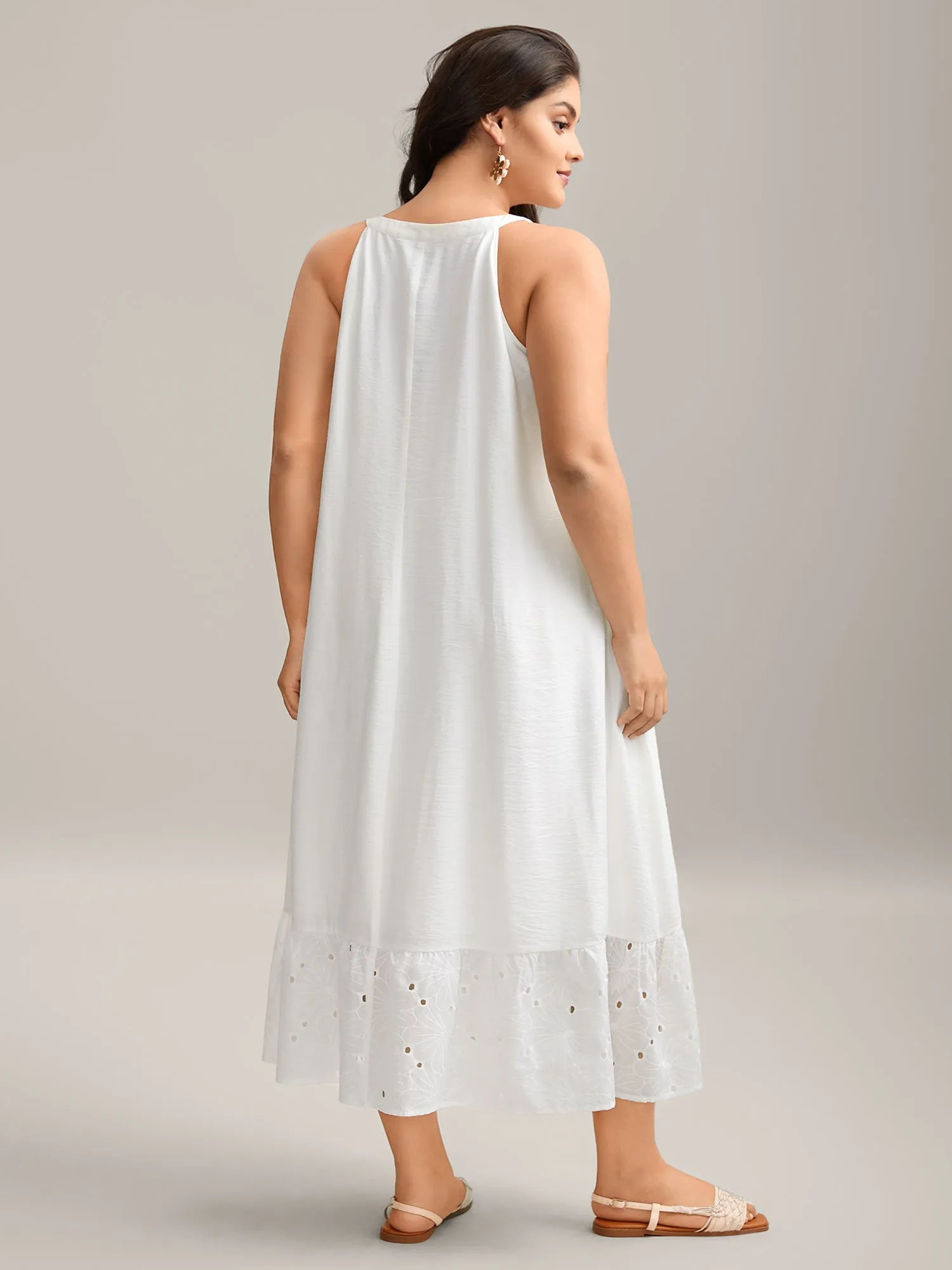 Cotton Lace Detail Tiered Hem Tiered Maxi Dress sold by Bloomchic product image thumbnail 4