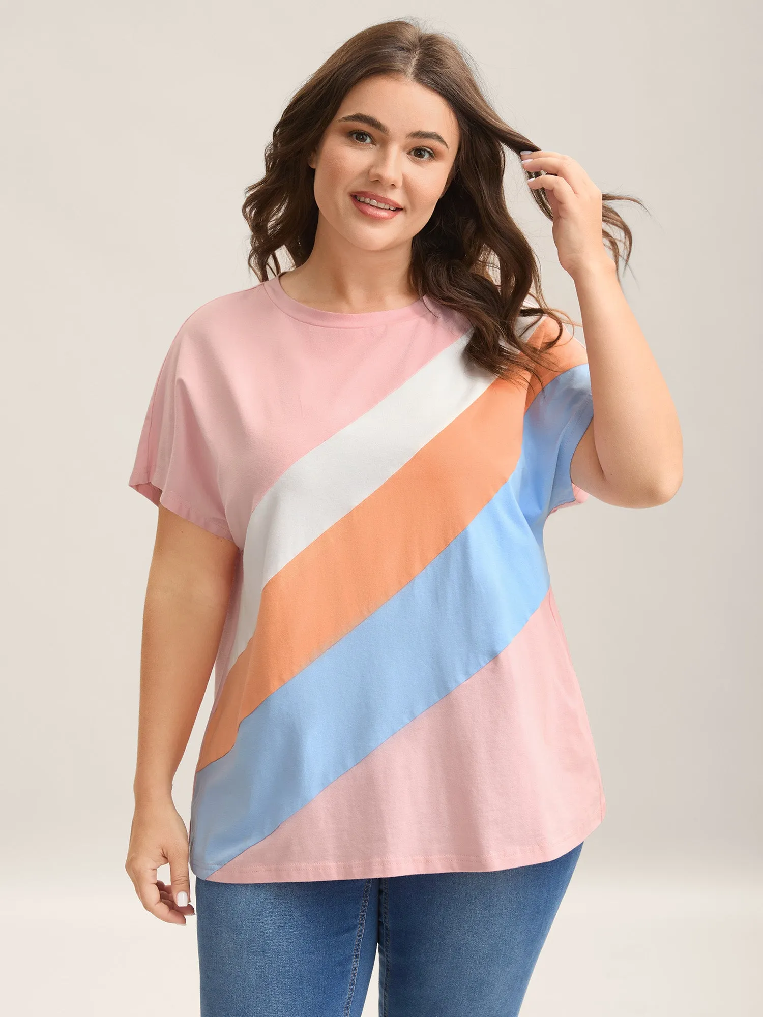 Pure Cotton Colorful Stripes T-Shirt sold by Bloomchic