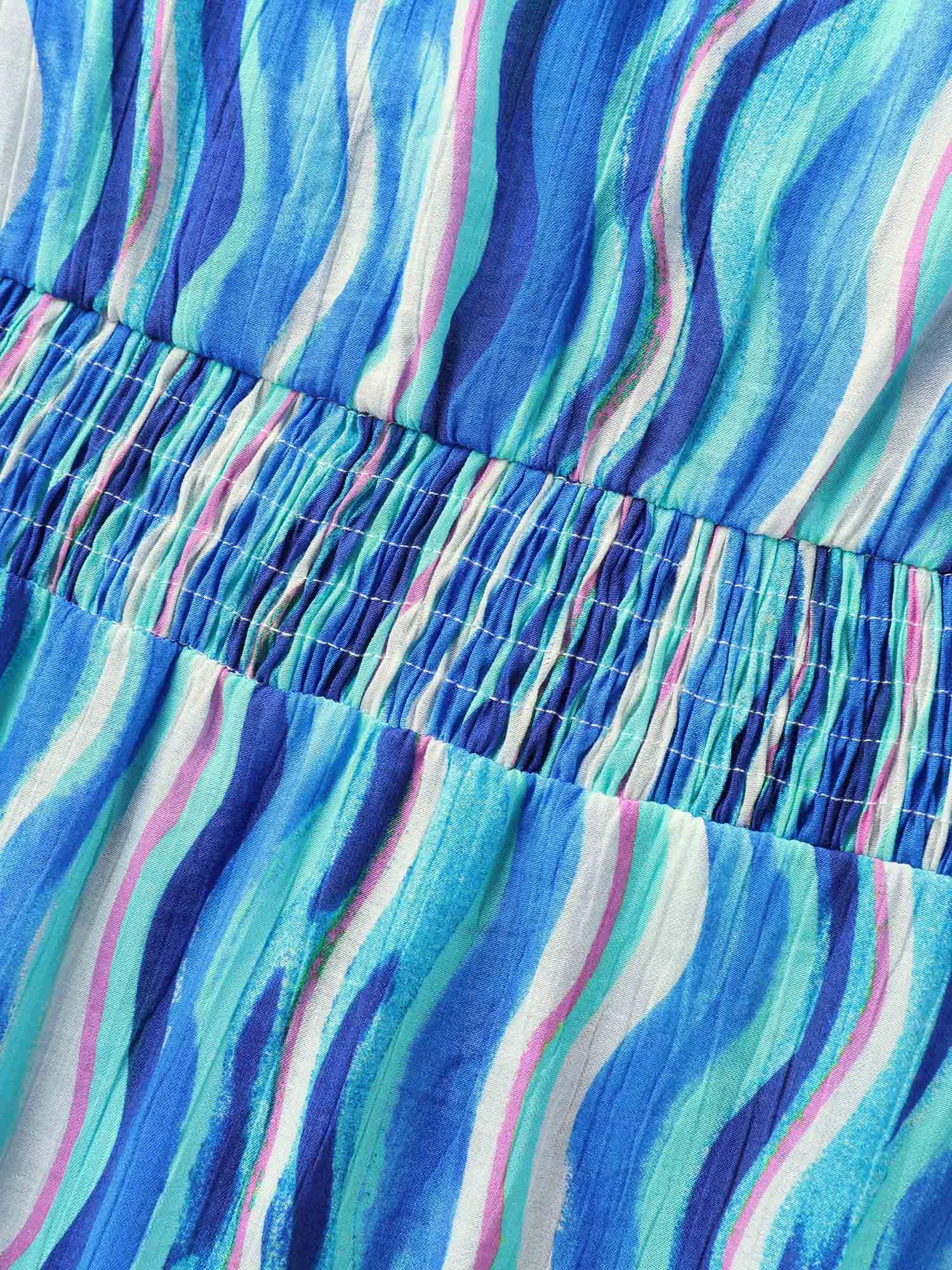 Nautical Waves Shirred Waist Midi Dress sold by Bloomchic product image thumbnail 5