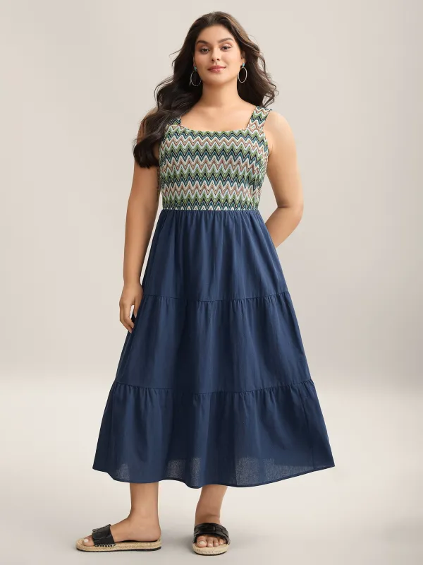 Cotton Crochet Stretchy Waist Pockets Midi Dress sold by Bloomchic